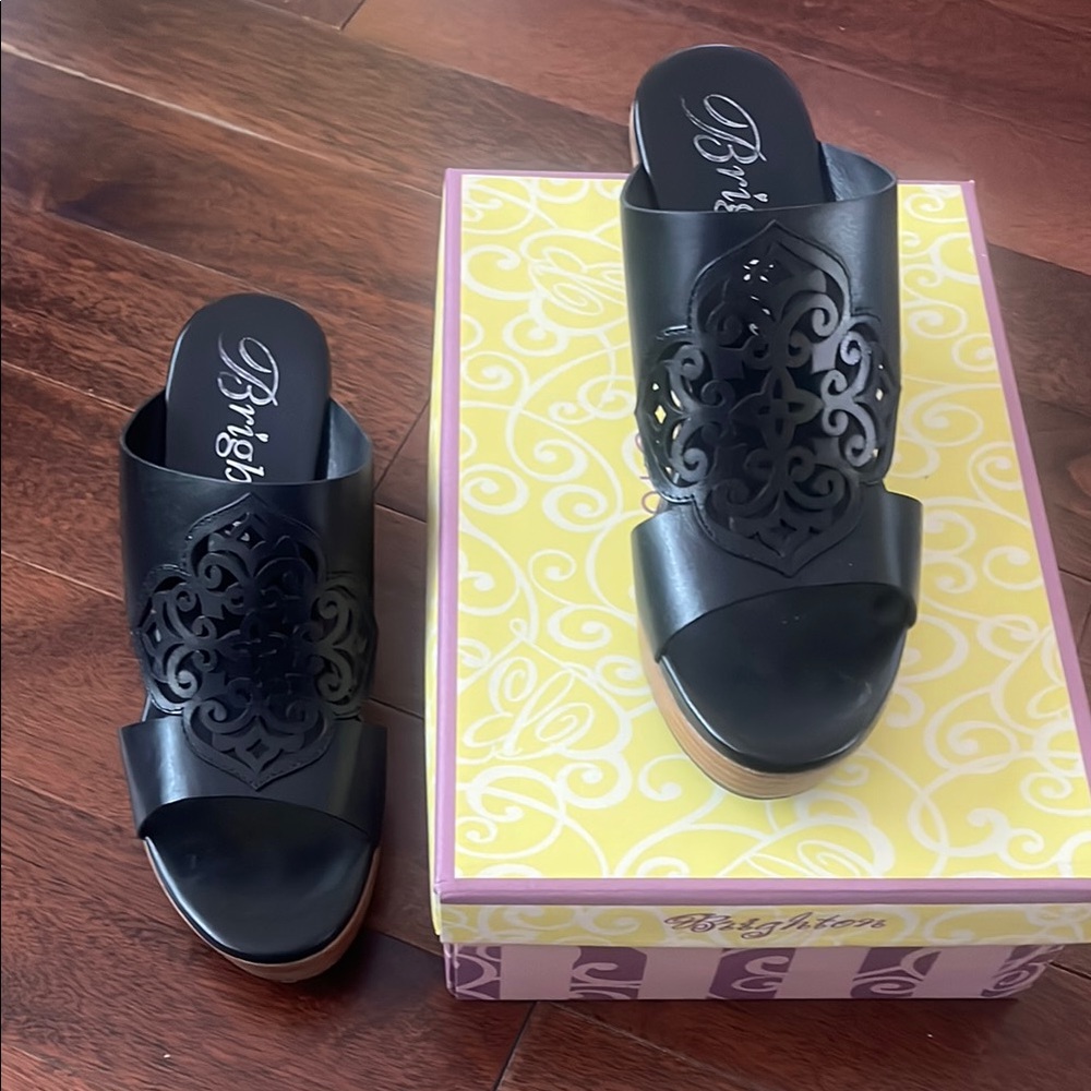 Brighton Women's Black Open-Toe Mules